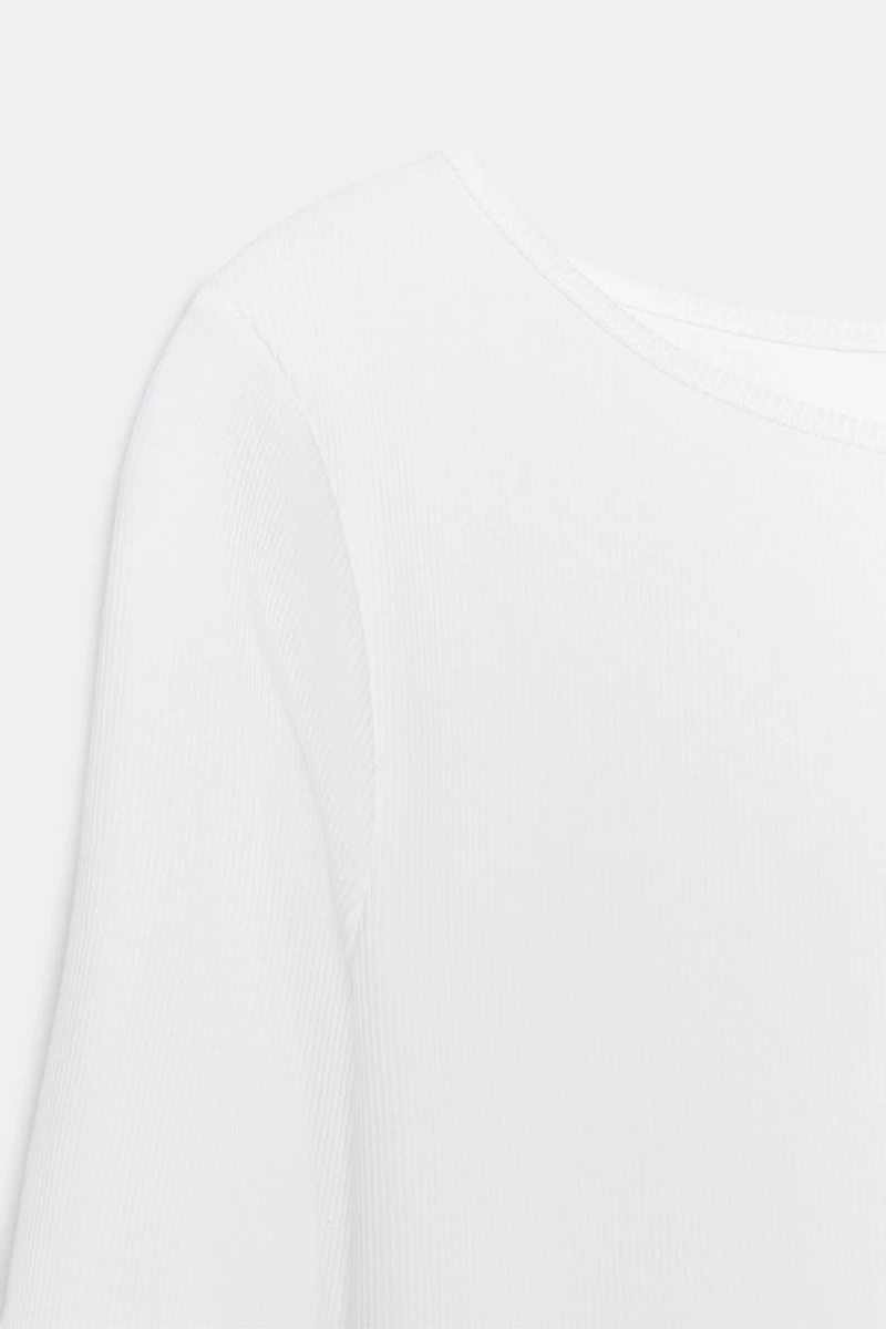 T-SHIRT COL BATEAU EN COTON