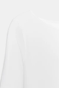 T-SHIRT COL BATEAU EN COTON