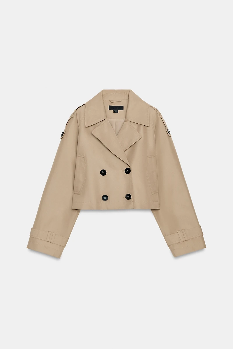 CROPPED CROSSOVER TRENCH COAT