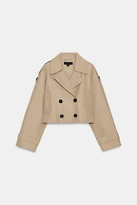 CROPPED CROSSOVER TRENCH COAT