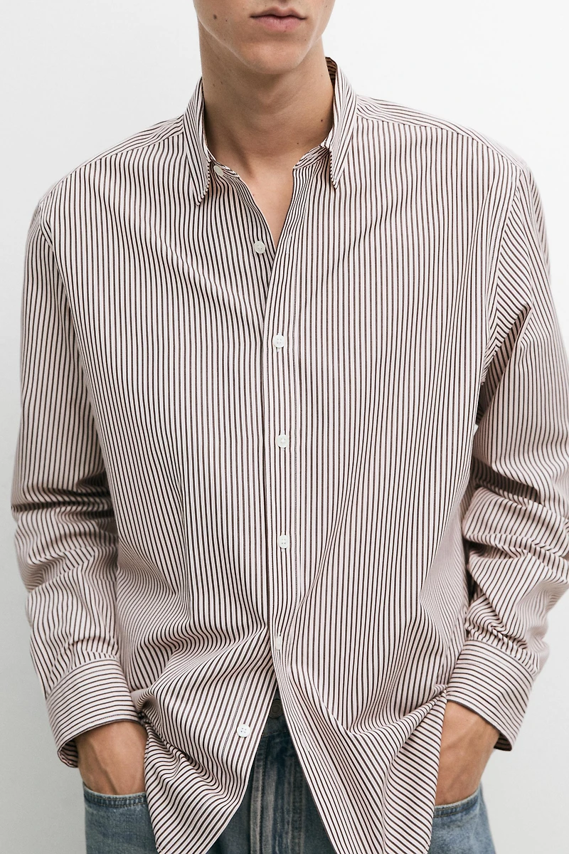 100% cotton regular fit striped shirt