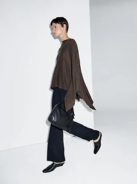 100% wool asymmetric knit cape