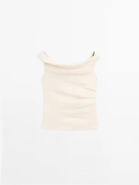 Draped strapless top