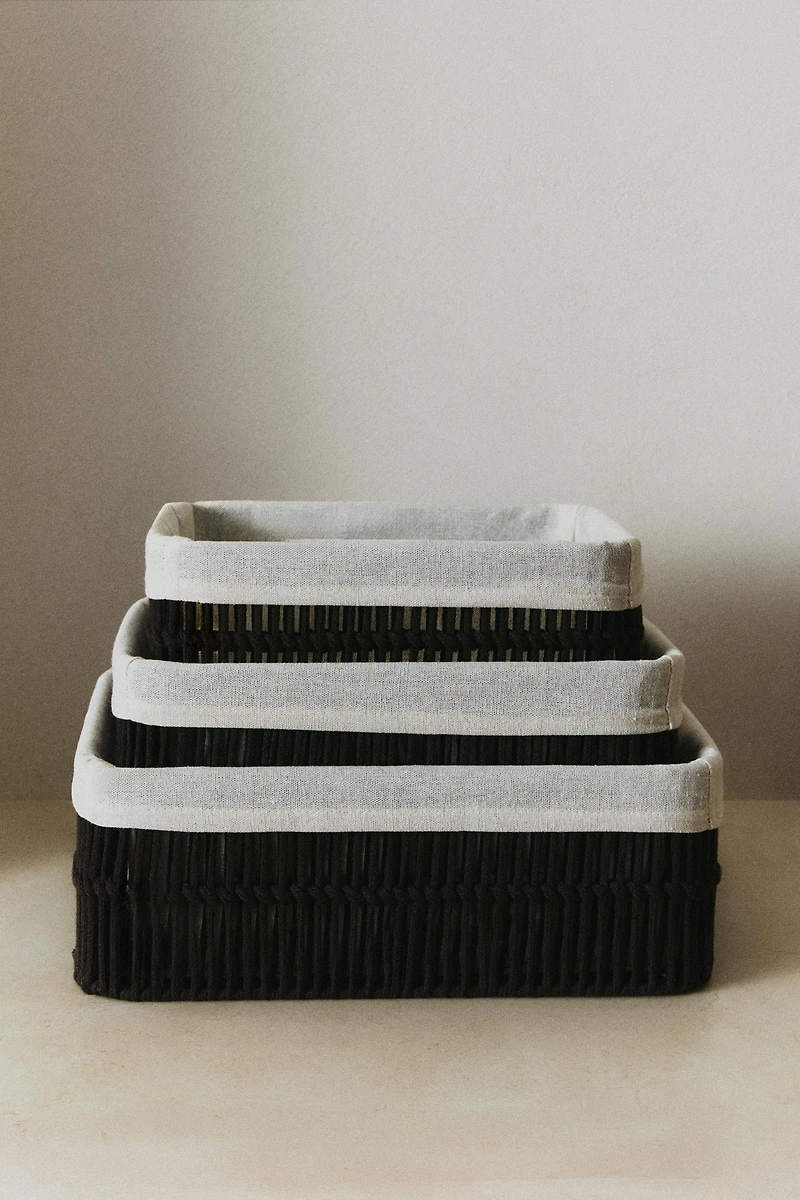 RECTANGULAR COTTON-LINED BASKET