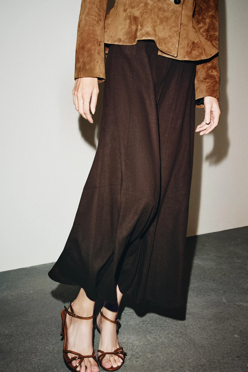 LINEN MIDI SKIRT
