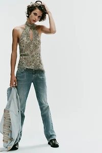 BEADED HALTER TOP
