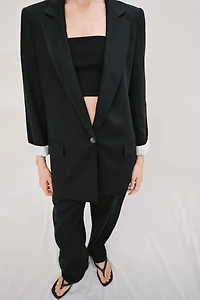 LINEN BLAZER WITH ROLLED SLEEVES