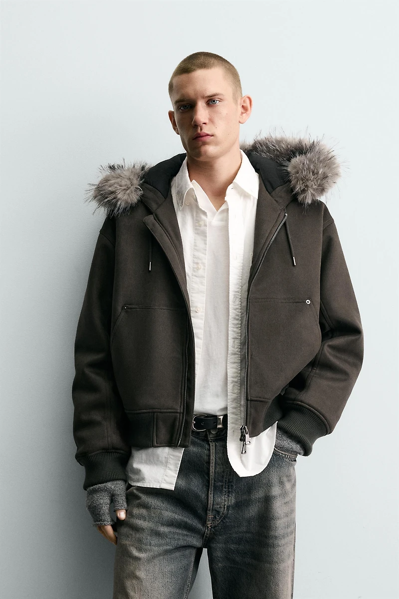 FAUX SUEDE QUILTED JACKET