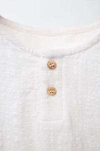 COMBINATION TEXTURE HENLEY SHIRT