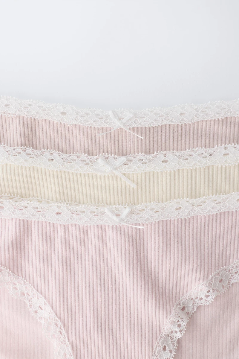 6-14 ANS/ LOT DE TROIS CULOTTES DENTELLE