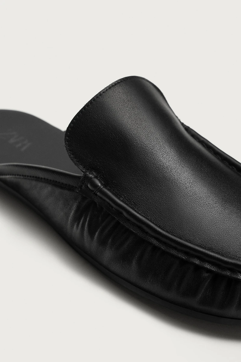 LEATHER SLINGBACK LOAFERS