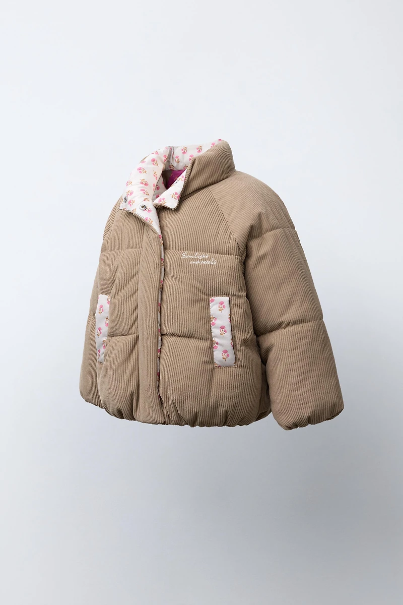 CORDUROY PATCHWORK PUFFER JACKET