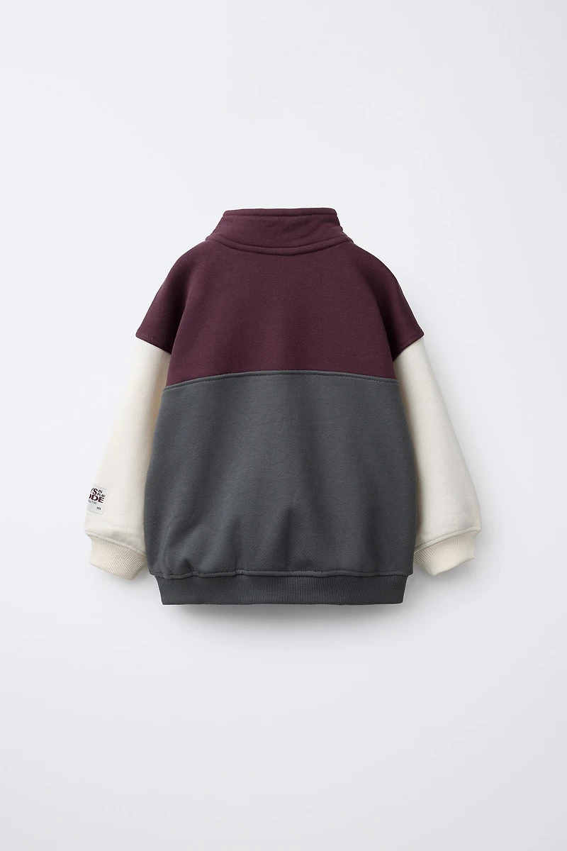 COLOR BLOCK ZIP SWEATSHIRT