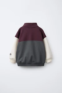 COLOR BLOCK ZIP SWEATSHIRT