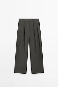 Melange trousers with linen side piece