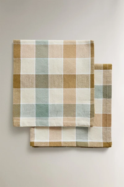 PACK OF CHECK DYED THREAD NAPKINS (PACK OF 2)