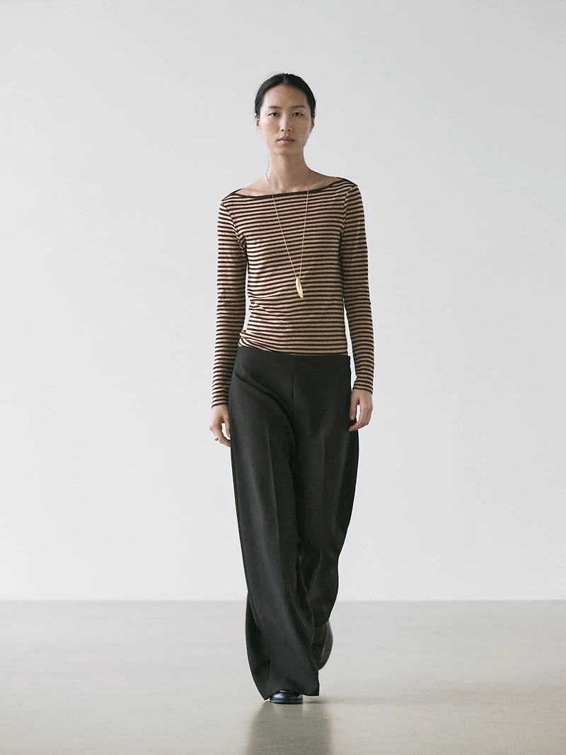 Striped long sleeve cotton T-shirt