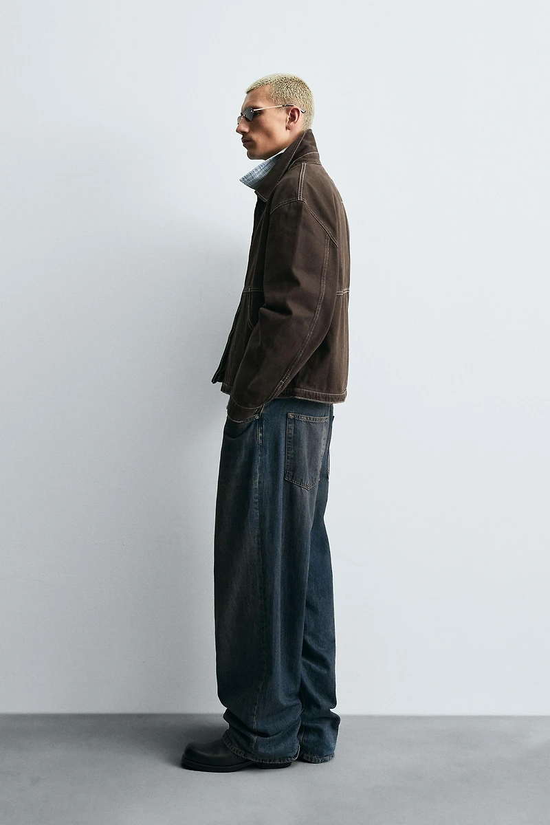 WASHED JACKET WITH CONTRAST STITCHING