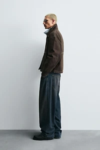 WASHED JACKET WITH CONTRAST STITCHING