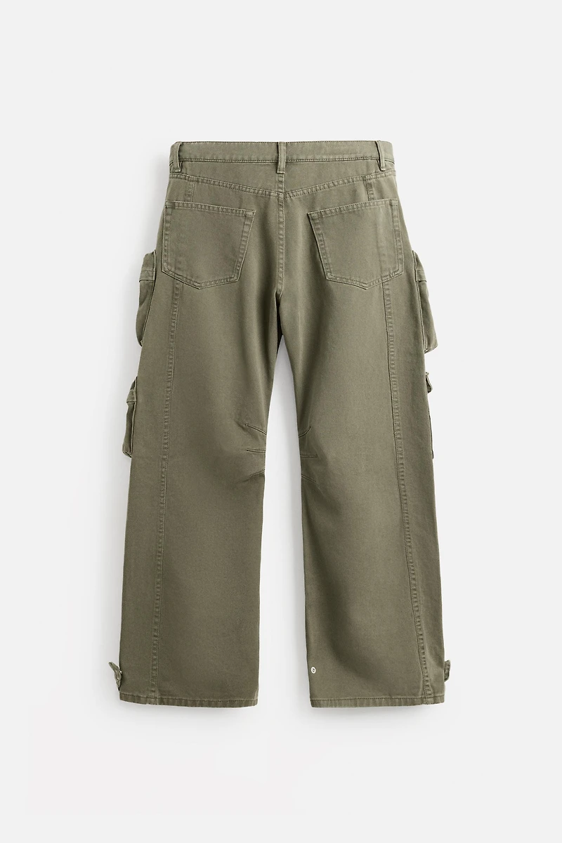 DENIM CARGO PANTS WITH POCKETS