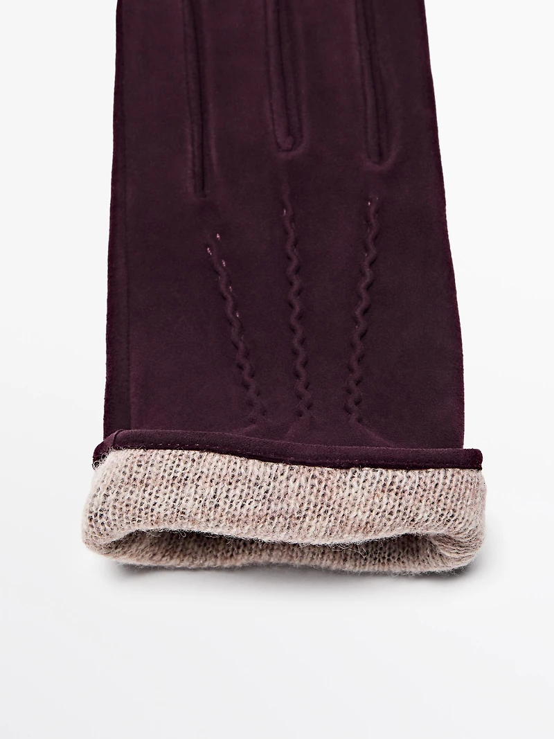 Suede leather gloves