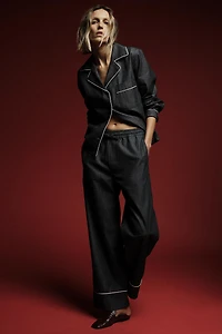 ZW COLLECTION DENIM SHIRT WITH PIPING