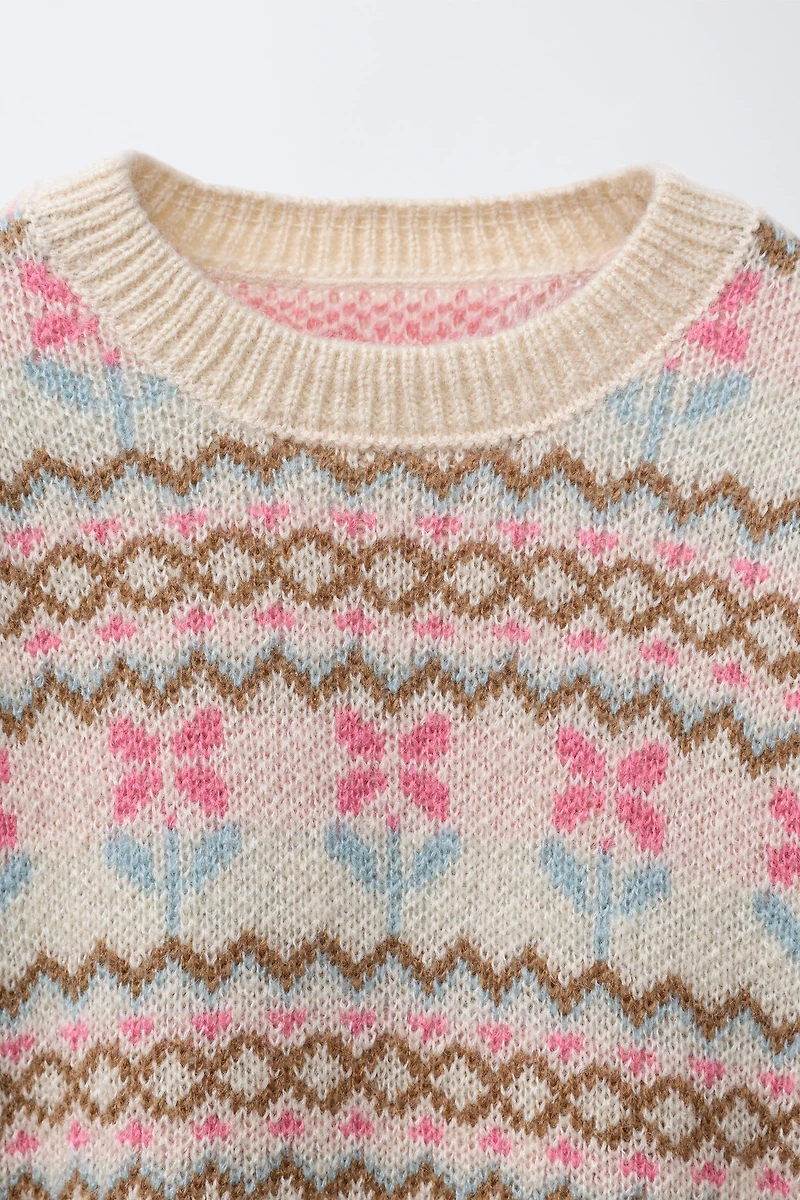 JACQUARD KNIT SWEATER WITH WOOL