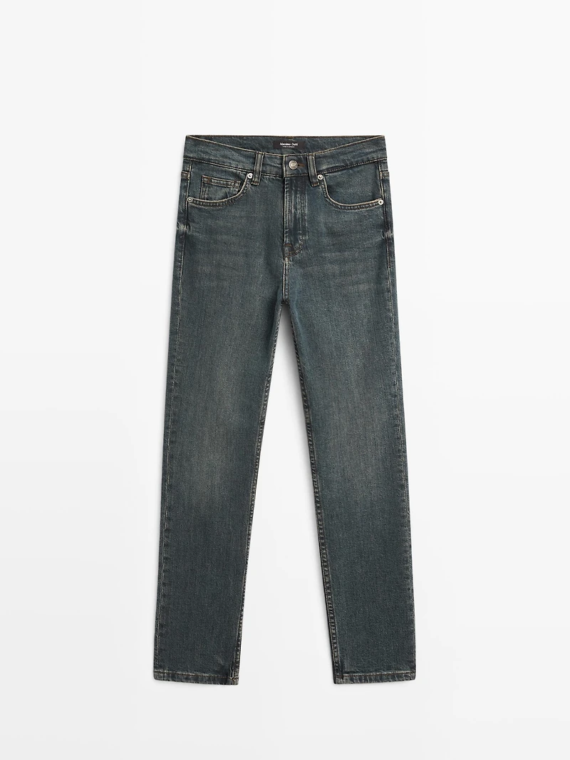 Mid-rise cropped slim fit jeans