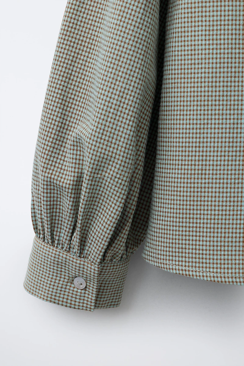 GINGHAM COLLAR SHIRT