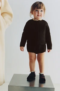 LACE KNIT ROMPER WITH WOOL