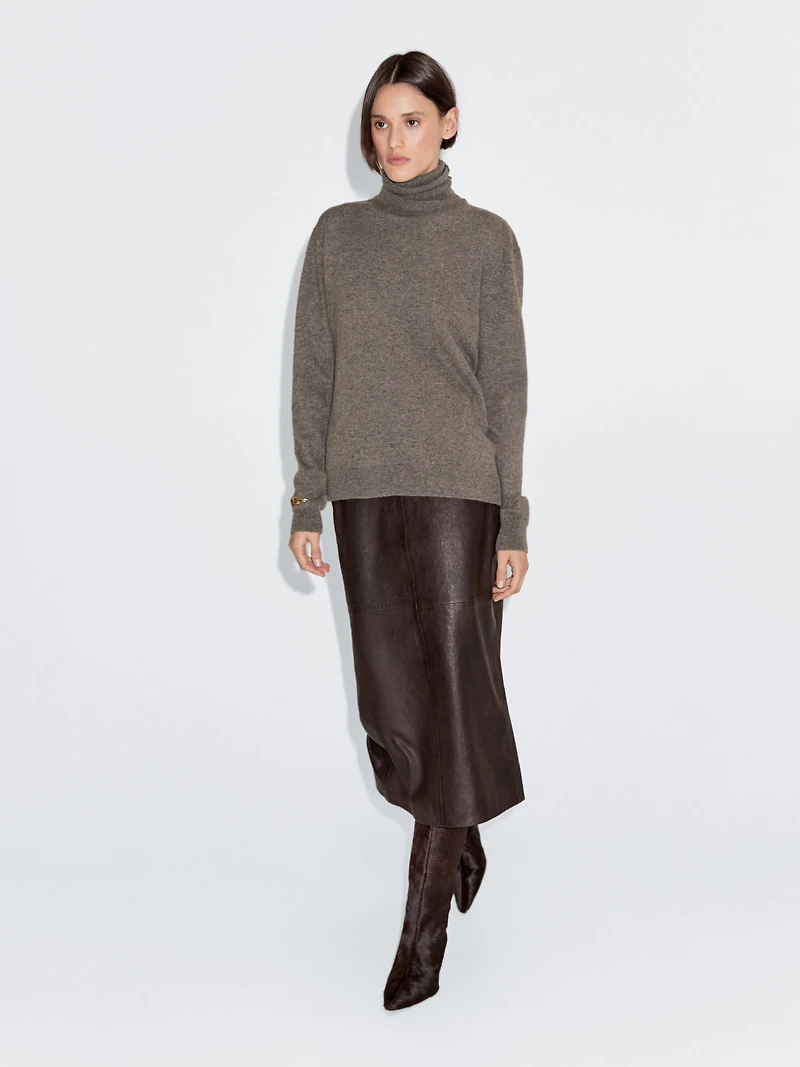 Wool blend high neck sweater