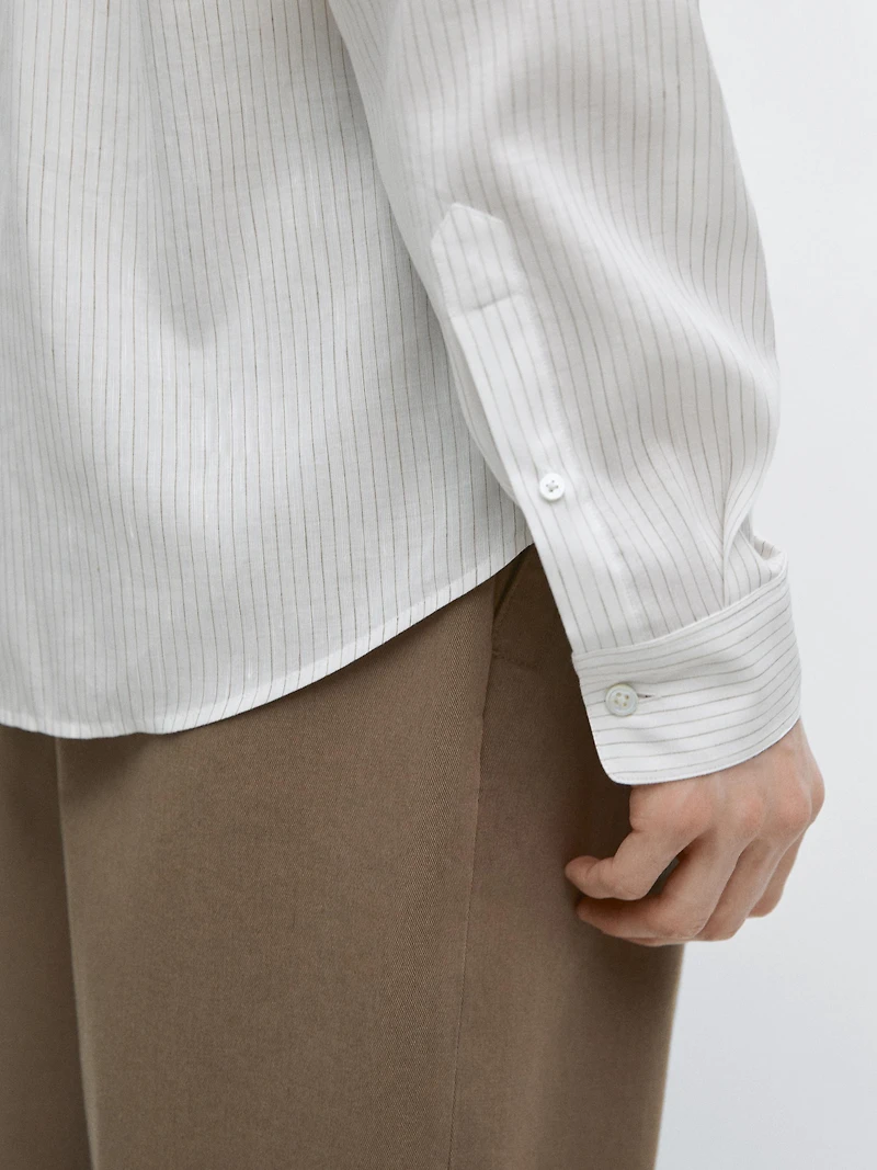 Cotton blend regular fit striped shirt