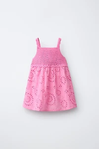 FLORAL CROCHET KNIT COMBINATION DRESS