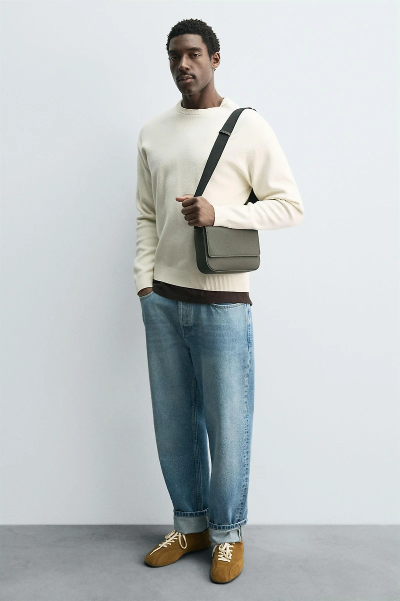 TEXTURED RUBBERIZED CROSSBODY BAG