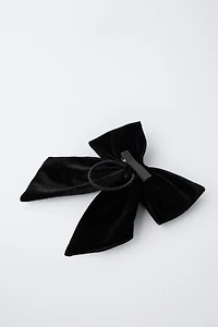 VELVET BOW SKULL BARRETTE HAIR TIE