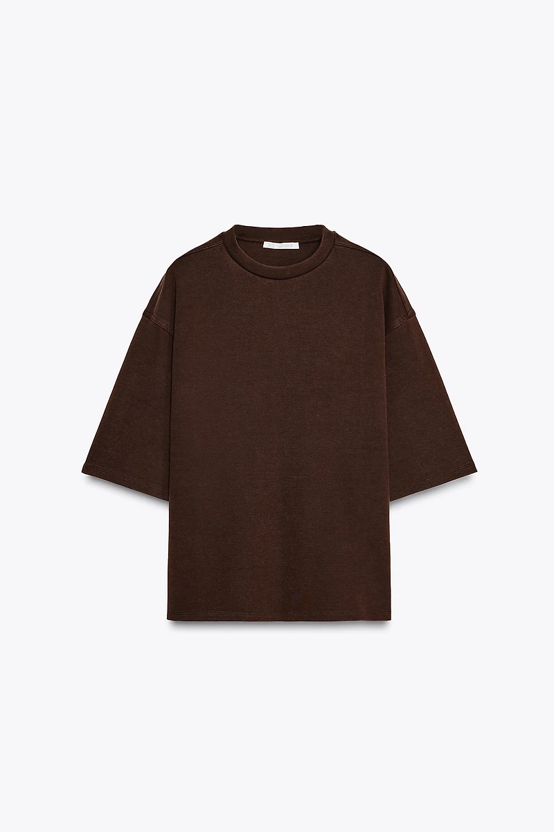 WASHED EFFECT INTERLOCK T-SHIRT