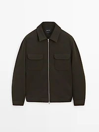 Cotton blend twill jacket with pockets