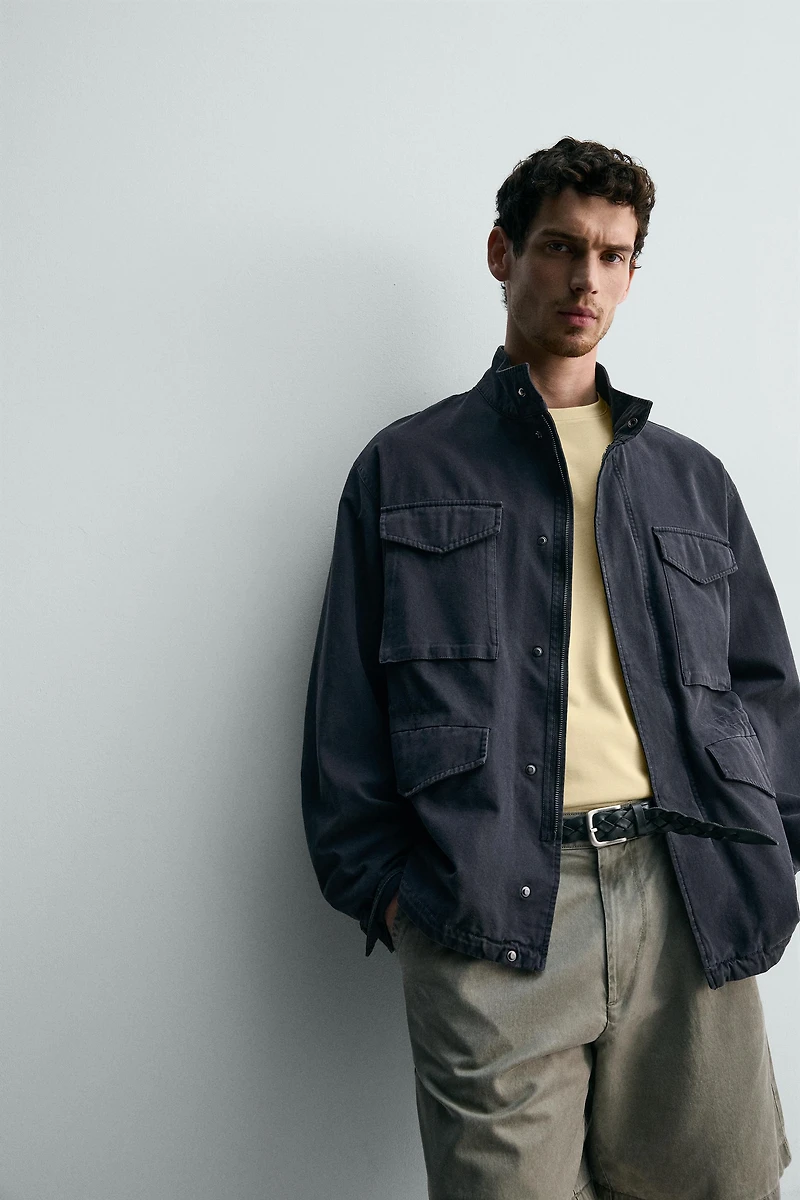 WASHED UTILITY POCKET JACKET
