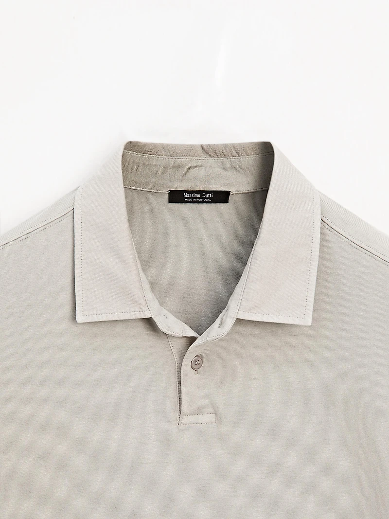 100% cotton distressed-effect polo shirt