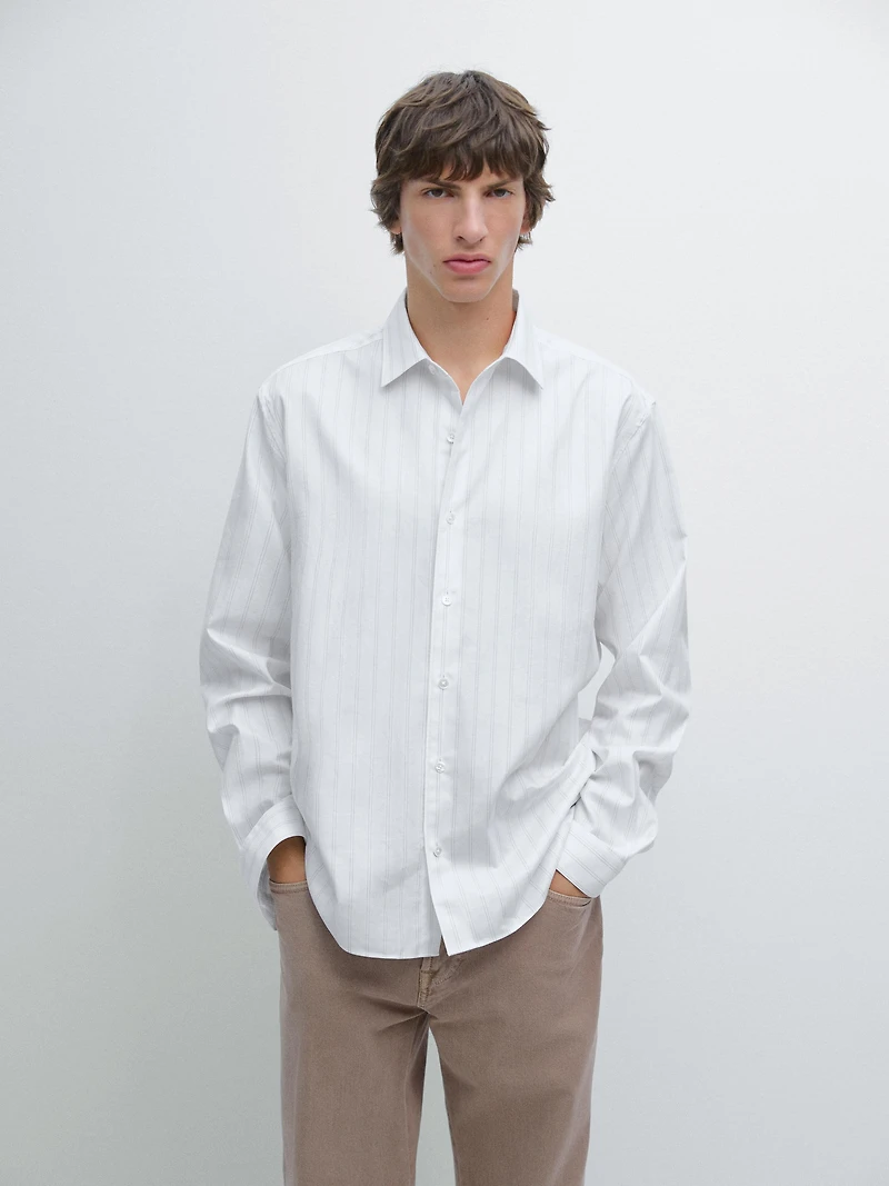 100% cotton regular fit striped shirt