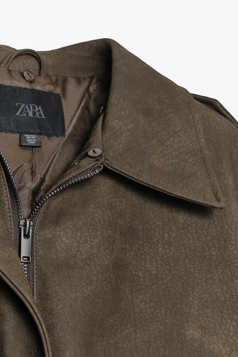 REMOVABLE COLLAR FAUX SUEDE JACKET