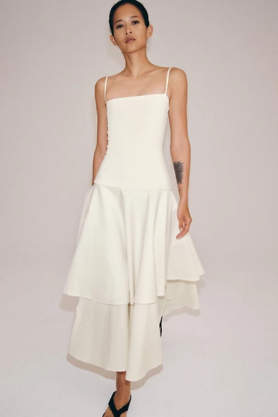 RUFFLED COMBINATION DRESS
