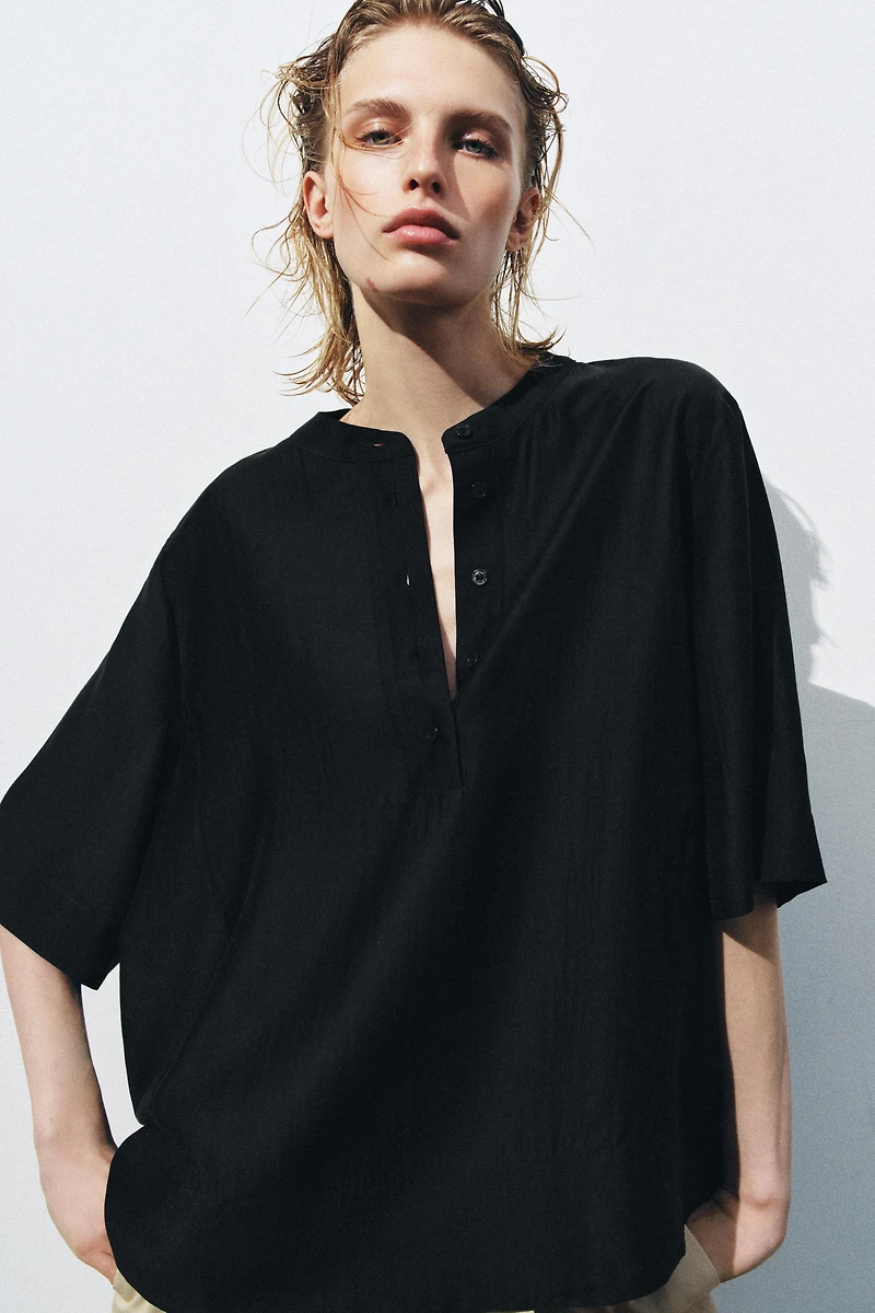 ZW COLLECTION FLOWY SHORT SLEEVE BLOUSE