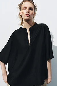 ZW COLLECTION FLOWY SHORT SLEEVE BLOUSE