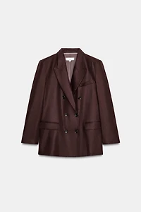 VESTE À BOUTONNAGE CROISÉ 100 % LIN ÉPAULETTES
