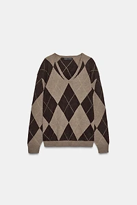 100% WOOL DIAMOND JUMPER