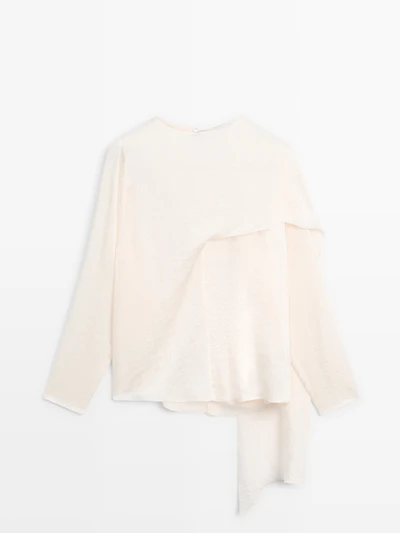 Flowing satin blouse with wraparound collar - STUDIO