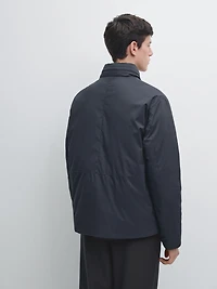 Short water-repellent down blend jacket
