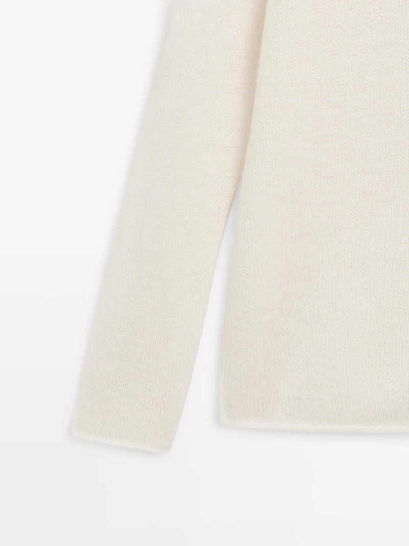 Wool high neck knit sweater