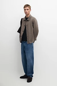 Striped double wool blend jacket